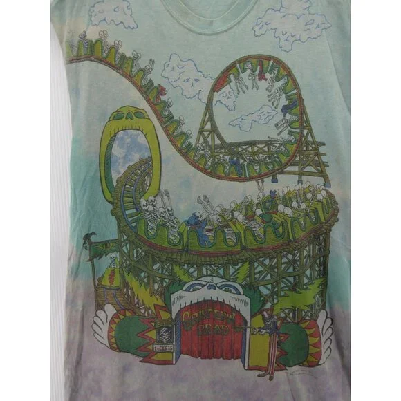 VINTAGE Grateful Dead Shirt Medium Liquid Brockum 1993 Roller Coaster*